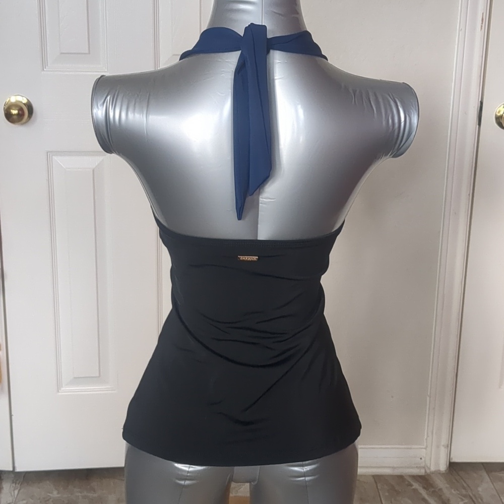 CABABA LIFE Black/Navy Tankini Adjustable Tie Top UPF 50+ NWT - Picture 4 of 17